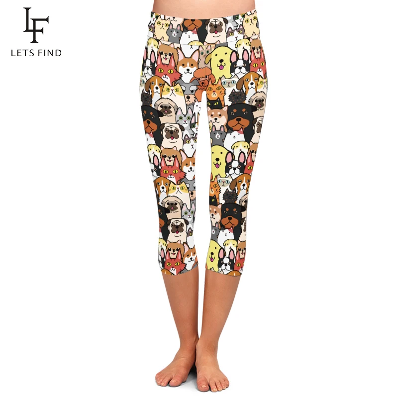 LETSFIND High Elastic Women Capri Leggings Seamless Cute Animals Cartoon Dogs Print High Waist Plus Size Casual Mid-Calf Pants LETSFIND High Elastic Women Capri Leggings Seamless Cute Animals Cartoon Dogs Print High Waist Plus Size Casual Mid-Calf Pants