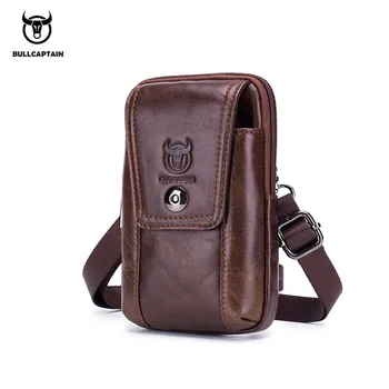 

Man's Waist Bag Genuine Leather Portable Small Hasp Phone Cash Card Holder Waist Belt Bag Laptop Leg Pack Fanny Pack Travel Gift