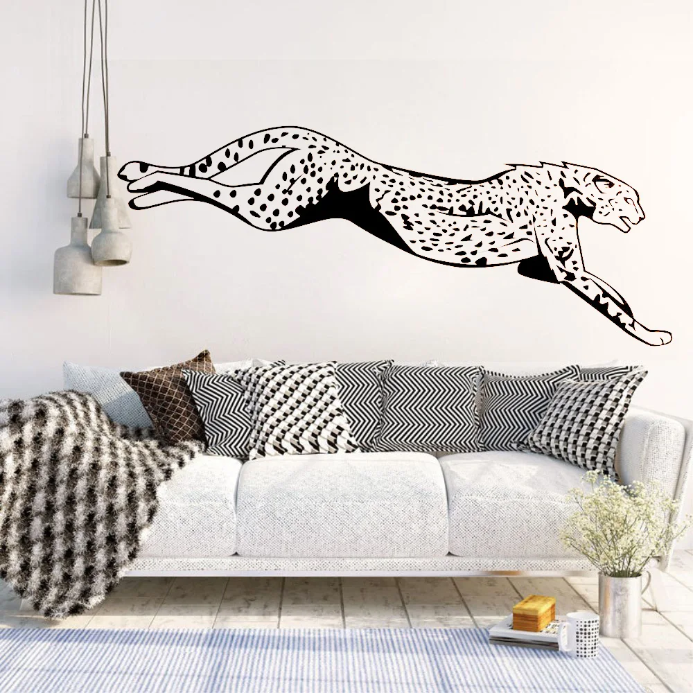 

Art Wall Sticker Nature Animals Decor Jumping Decoration Cheetah Leopard Predator Jungle Mural Poster Removeable Decal LY129