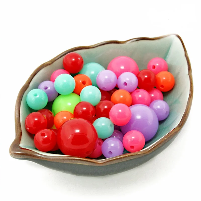 

Good AAA+ Pick Dia 8mm/10mm/12mm/14mm/16mm/18mm Clear Gumball Bubblegum Acrylic Ball Beads Spacer Loose Beads For DIY Jewelry