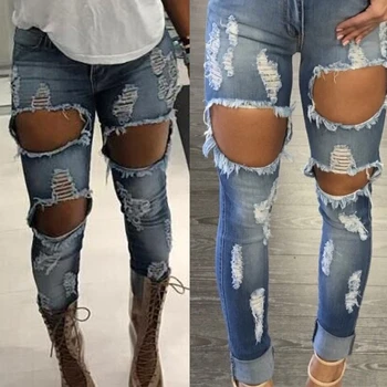 

High Waist distressed calca jeans Boyfriend Jeans For Women Trousers Pencil Pants ladies mom Denim tassel Ripped skinny jeans