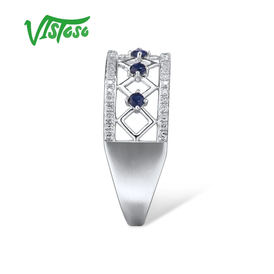 VISTOSO 14 K Y/W золотые кольца для женщин подлинные блестящие алмазные Необычные рубиновые/синие сапфировые обручальные юбилейные уникальные ювелирные изделия