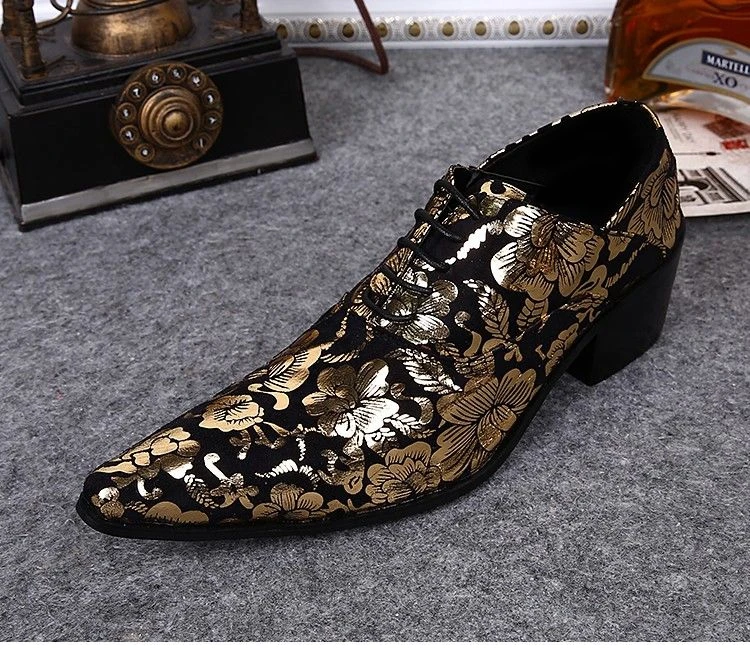 Элегантные мужские современные туфли-оксфорды размера плюс с острым носком для банкета; мужские официальные туфли из натуральной кожи на высоком каблуке; Свадебные вечерние туфли; SL316