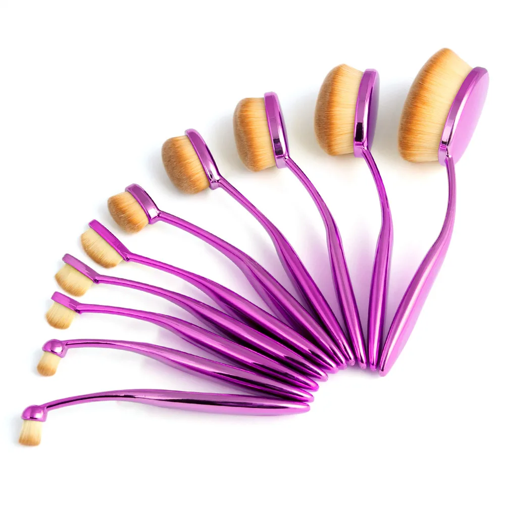 10pcs Oval Powder Cream Makeup Brushes Toothbrush Eyebrow Foundation