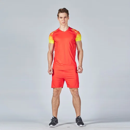 Survete мужской t футбольный костюм мужские волейбольные наборы дышащие с коротким рукавом волейбольные майки форма наборы X-1623 - Цвет: red