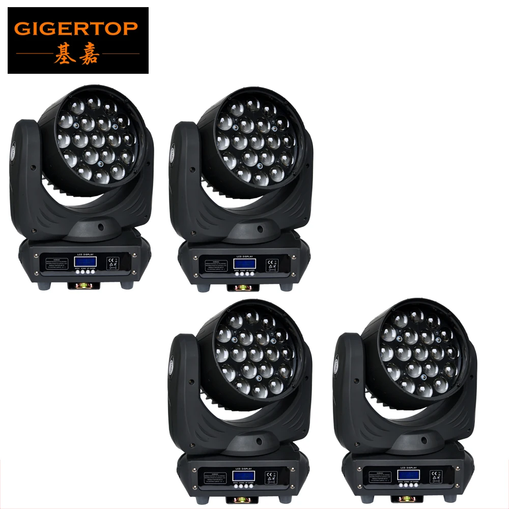 

Freeshipping 4xLOT 19*12w big eyes RGBW 4IN1 led moving head light Beam+zoom effect DMX stage effect lights disco lighting wash