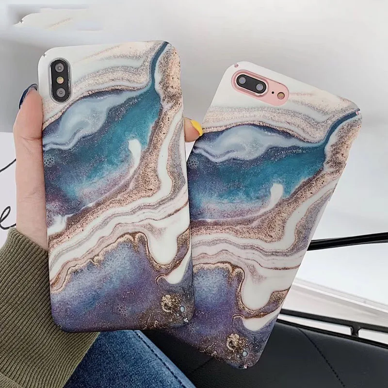 

Fashion Gradient Marble Phone Case For iPhone 7 8 X XR XS Max Cases for iphone 6 6S 7 8 Plus Matte Hard PC Full Back Cover Coque