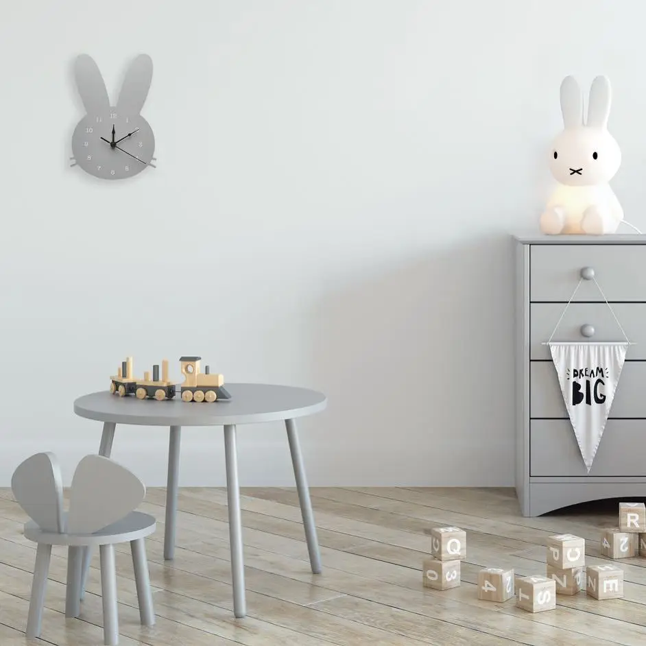 Nordic Kids Room Decor Rabbit Bunny Clock Wall Hanging Room Decoration Scandinaivan Style Kids Decor Nordic Nursery Decoration