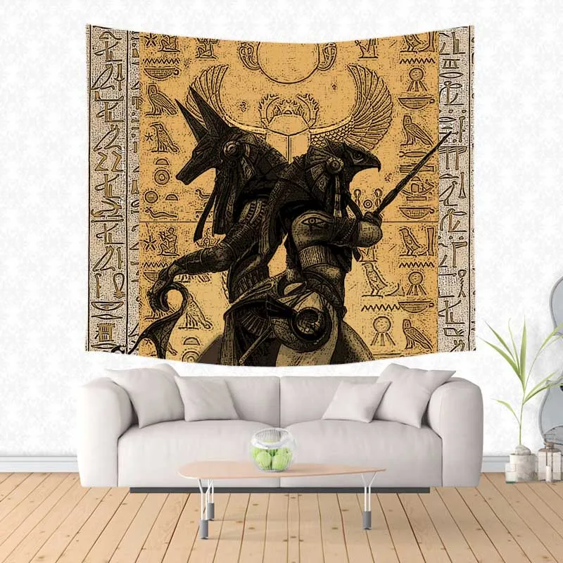 Anubis Print Tapestry Wall Hanging Sandy Beach Throw Rug Blanket Camping Tent Travel Mattress Sleeping Pad