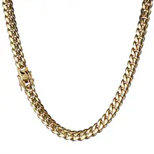 Granny Chic 8mm Wide Gold Color For Men's Necklace Or Bracelet 7-40 inch Stainless Steel Miami Curb Link Chain Hip Hop Jewelry chic wide link rhinestone flower necklace for women