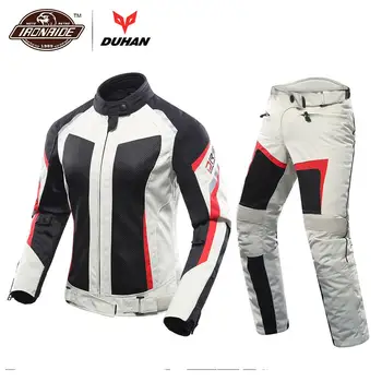 

DUHAN Women Motorcycle Jacket Motorcycle Pants Set Breathable Mesh Motorbike Jacket Moto Pants Armor Riding Suit Clothing