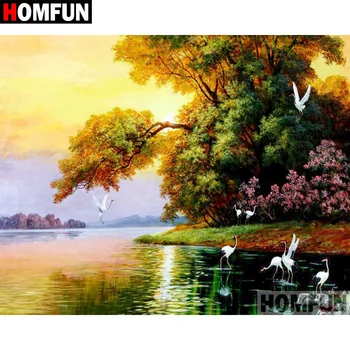 

HOMFUN Full Square/Round Drill 5D DIY Diamond Painting "Lake scenery" Embroidery Cross Stitch 5D Home Decor Gift A07617