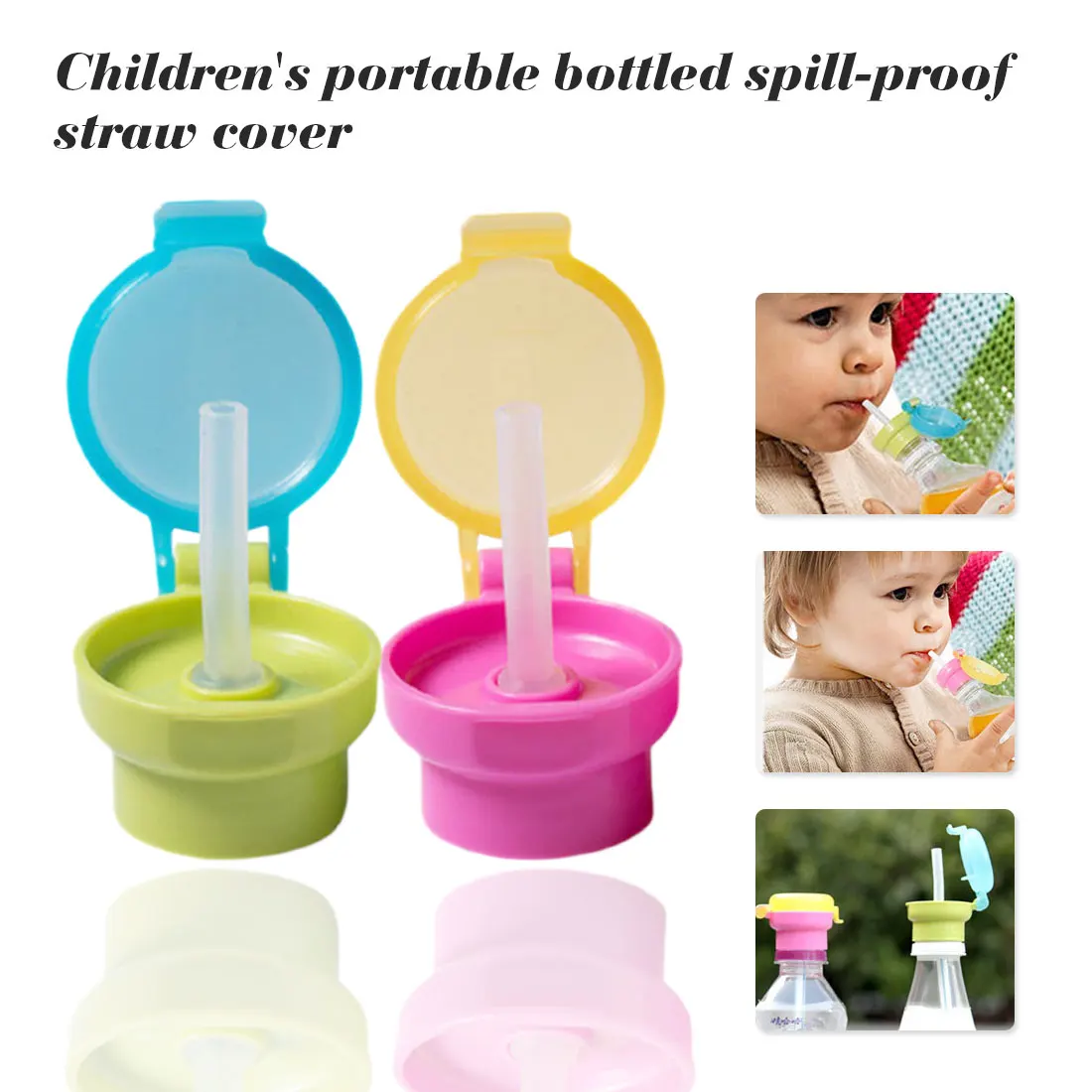 

No Spill Choke Cute Water Bottle Adapter Cap With Tube Drinking Straw For Baby Infants Kid Easy Portable Hygiene Drink Feeder