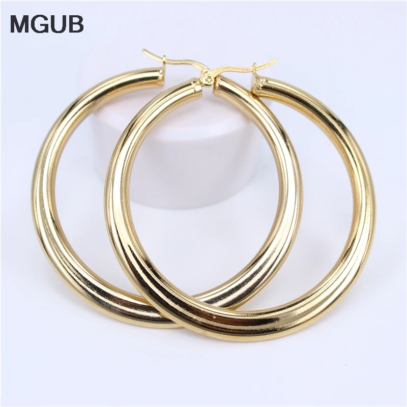 

MGUB New product 50-60mm Hollow Flat body Smooth stainless steel female fashion Features earrings Popular Pretty gift LH461