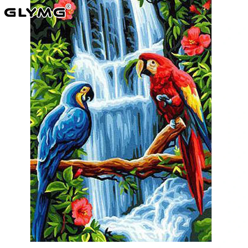 GLymg Diy Rhinestones Embroidery Parrot Bird Diamond Painting Cross Stitch Diamond Embroidery Mosaic Decoration Wall Sticker