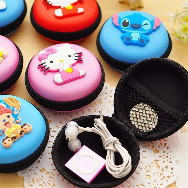 

Cartoon Stitch earphone organizer box portable headphones storage case bag for wallet coin key usb charger cable