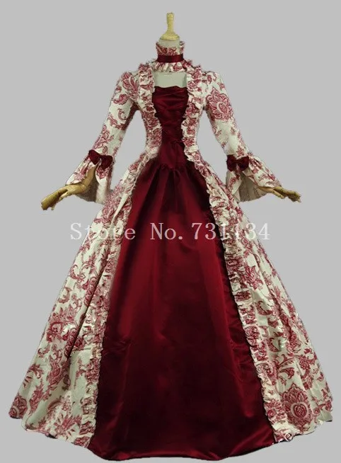 Лидер продаж, винтажное платье с принтом Ренессанса средневекового периода, платье 18-го века, платье Антуанетты платье для бала-маскарада, Vestido