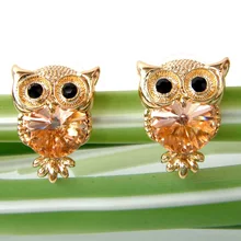 Navachi Сова круглый синтез золотой кубический цирконий желтый кристалл серьги гвоздики SMT2177