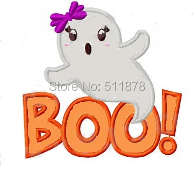 halloween ghost boo lovely kids children big embroidered iron on sew on patch tshirt applique badge