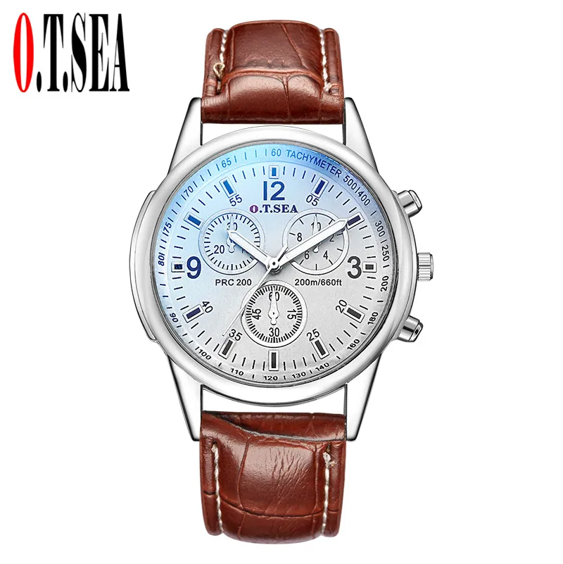 

Hot Sales O.T.SEA Brand Casual Leather Watches Men Military Sports Quartz Wristwatches Relogio Masculino 1056