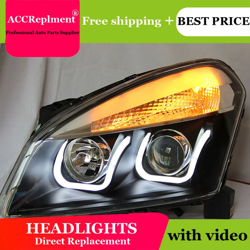 

Car Styling for Nissan Qashqai LED Headlight Qashqai Headlights DRL Lens Double Beam H7 HID Xenon bi xenon lens