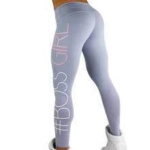 Printed BOSS GIRL Workout Push Up Leggings Women Pants Slim Cotton Fitness Legging Plus Size Legins Jeggings Black Gray