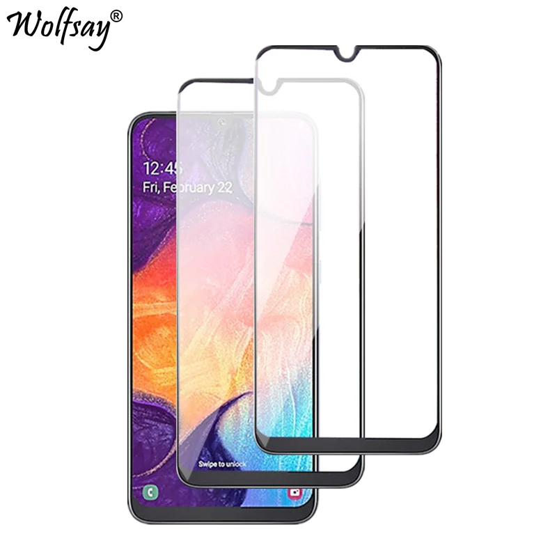 

2PCS For Tempered Glass Samsung Galaxy A50 Screen Protector Glass For Samsung A50 A30 Full Glue Glue Film For Samsung Galaxy A50