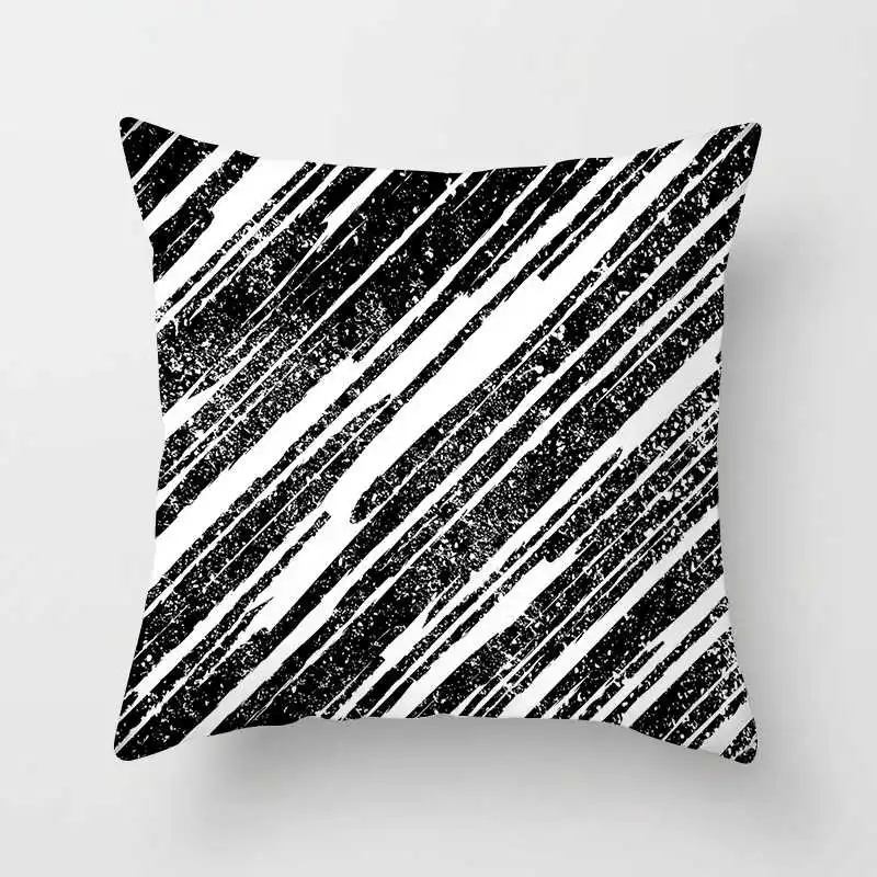 Nordic black and white geometric plaid stripes cushion cover (6)