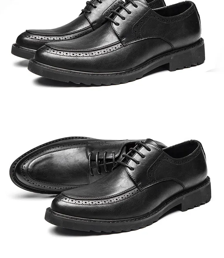 

Men Business Dress Shoes Breathable Formal Oxfords Shoes brown black Men Lace Casual Leather Shoes Wedding Shoes KD562-569 C1