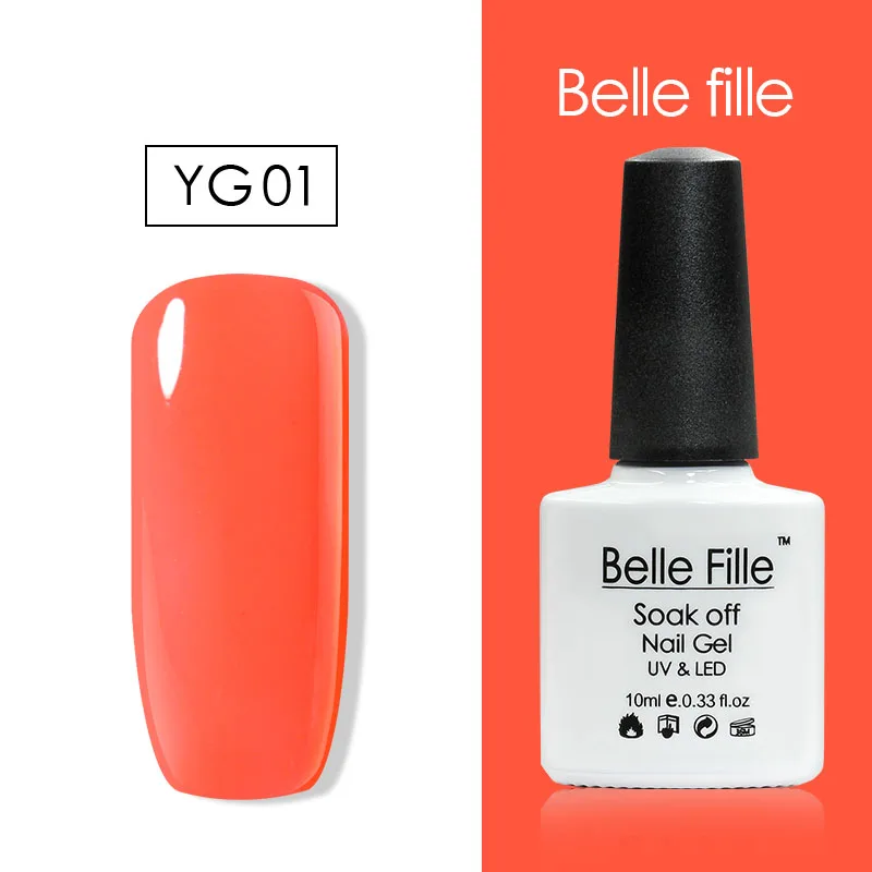 Belle Fille 10 мл неоновый цвет УФ гель лак для ногтей Гель светодиодной сушки