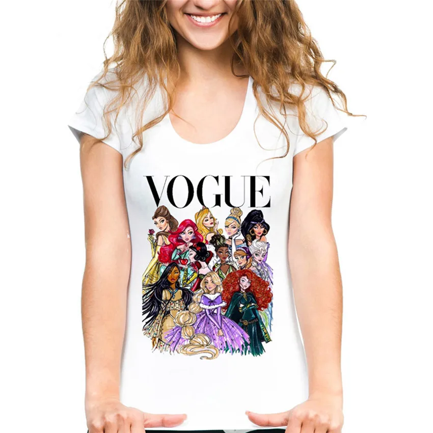 

VOGUE Punk Princess Printed T Shirt Summer Style Fashion Women T-Shirt Funny Harajuku Short Sleeve lovely tops Tumblr Clothing