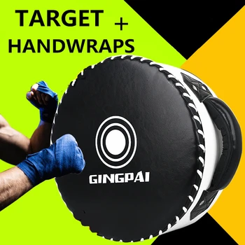 

Boxing Shield Target Big Fighting Training Chest Protection Target Taekwondo Foot Punching Curve Focus Pads 1 Pair Gift Bandage