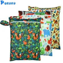 Печати PUL мешок мокрой водонепроницаемые тканевые подгузники сумка с двойным карманом Многоразовые детские подгузники мусора мешок мокрой за кожей Буд детские сумки для подгузников для мам