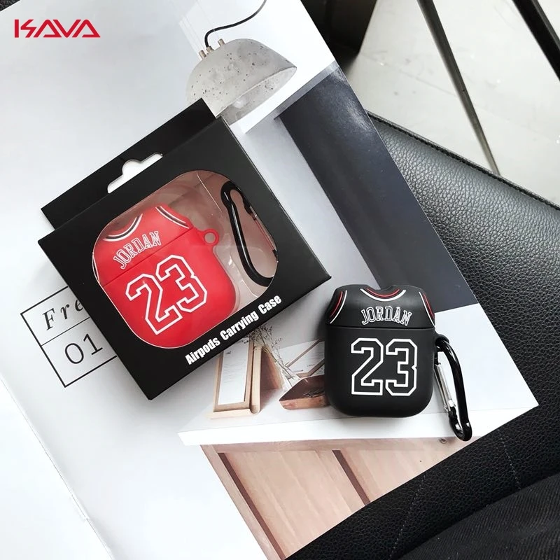 KAVA new 23 Bluetooth Headset Box for Apple AirPods 1 2 Flying man Jordan Anti-drop soft TPU Wireless Earphone Charging Cover