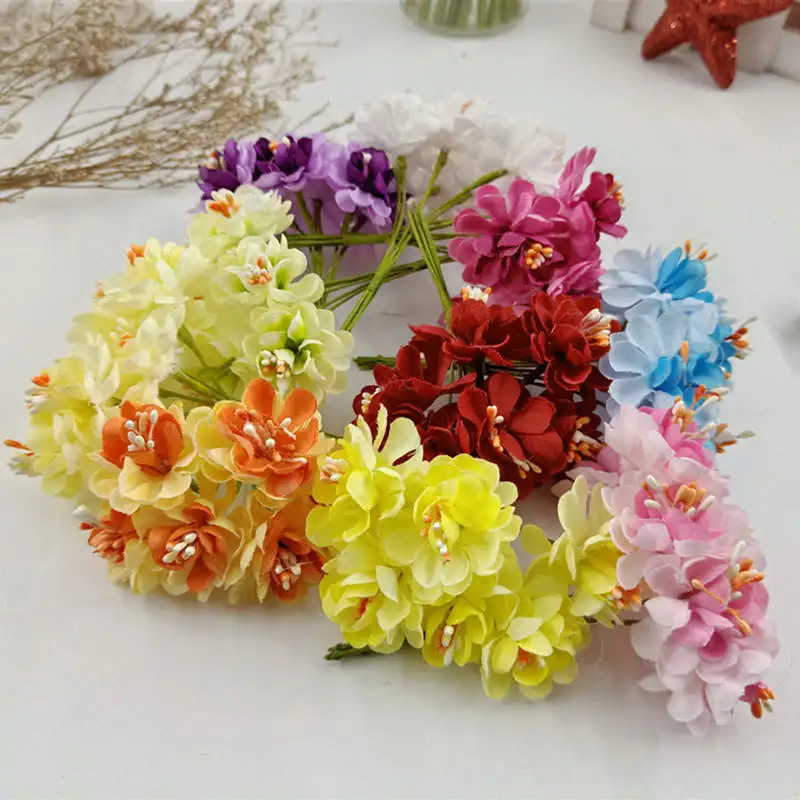 Дешевые 6 шт шелк градиент искусственные цветы скрапбукинг украшения DIY ВЕНОК декоративные цветы ложный поток