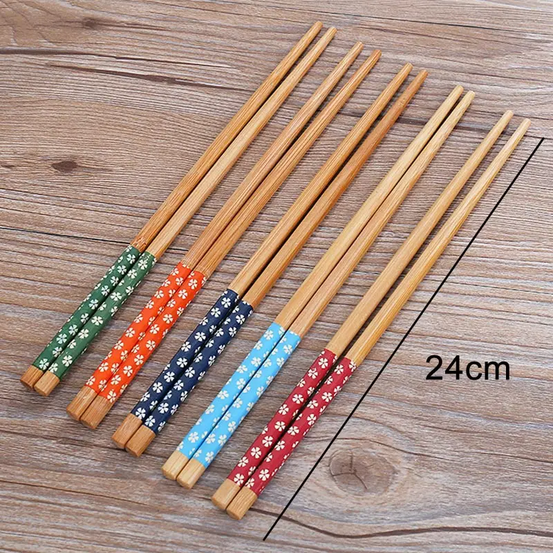 

5 Pair Reusable Wooden Chopsticks Natural Bamboo Chopsticks Traditional Chinese Tableware WXV Sale