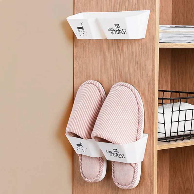 

Slipper Holder Shoe Rack Wall Mount Pp Housekeeping Closet Storage Hanging Shelf Bathroom Household Supplies Shoes Hanger