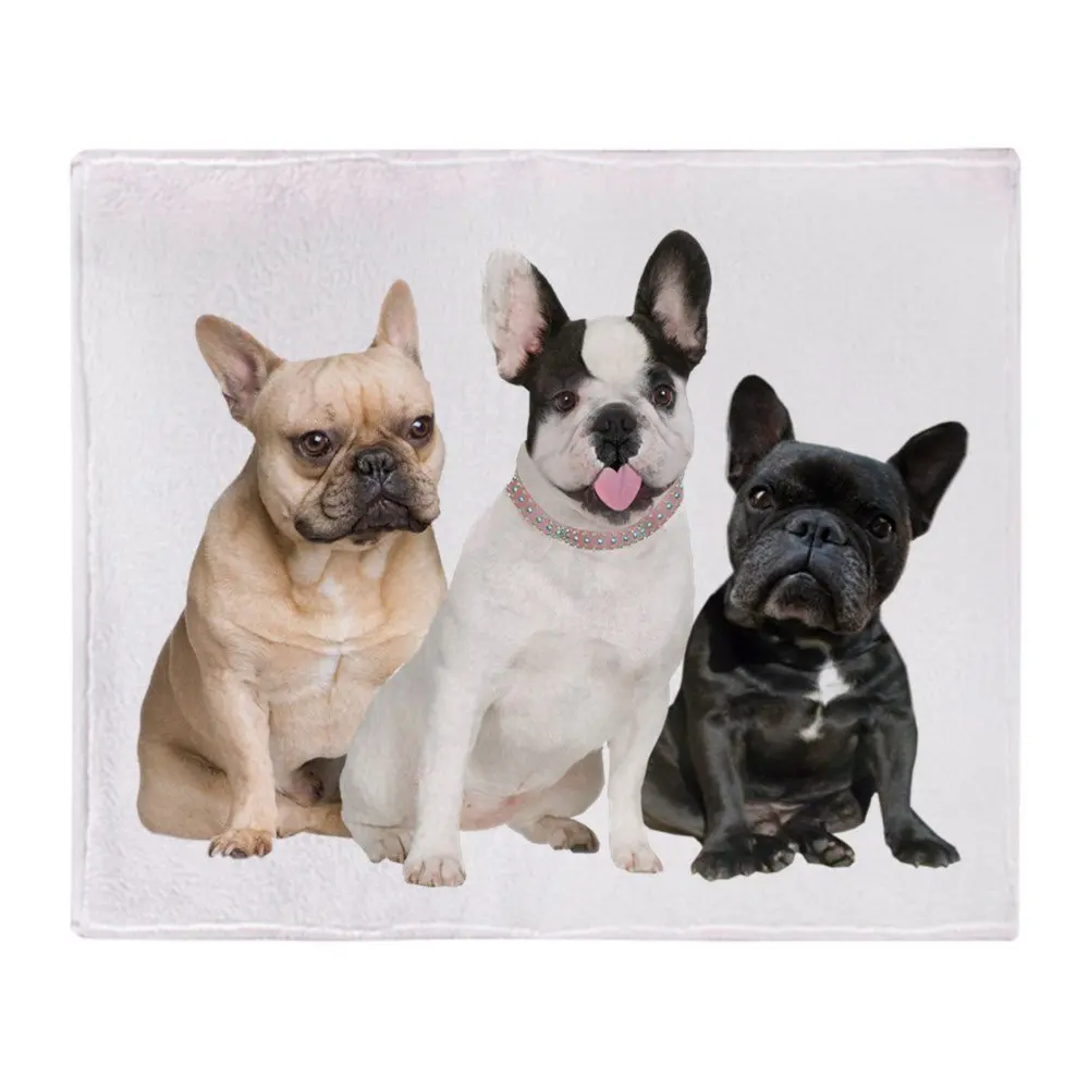 

Three French Bulldogs Soft Fleece Throw Blanket Warm Coral Fleece Blankets on the Bed Throw Bedclothes