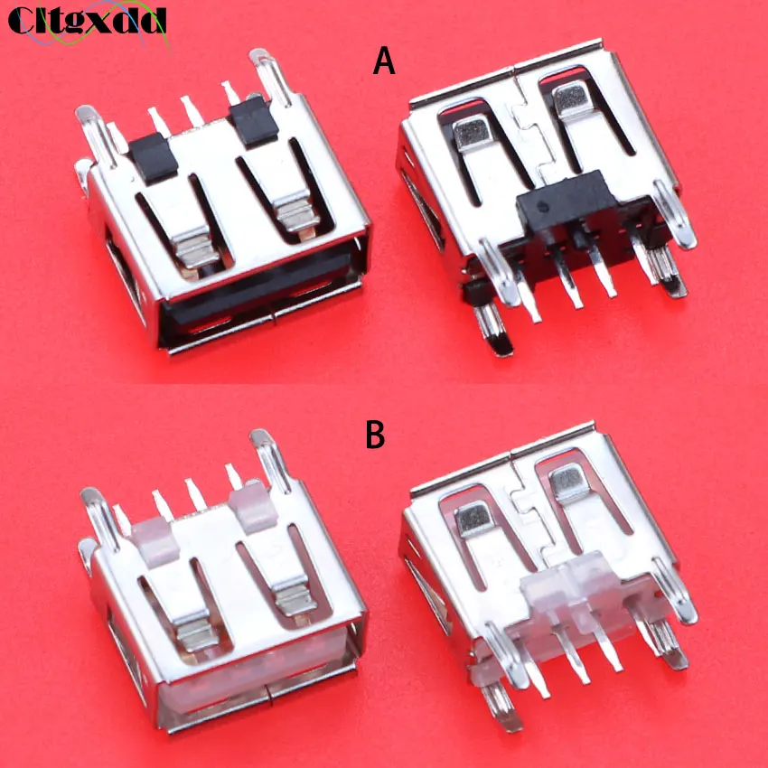 

Cltgxdd 1PCS USB 2.0 Jack Connector A Type Flat Angle 180 Degree 4 Pin Female USB PCB Connector Socket USB Jack Plug