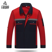 Новинка,, Мужская одежда для мастерской, летняя одежда унисекс с длинными рукавами, комплект из двух предметов, ремонтная Мужская футболка, автосервис, Лоскутная куртка