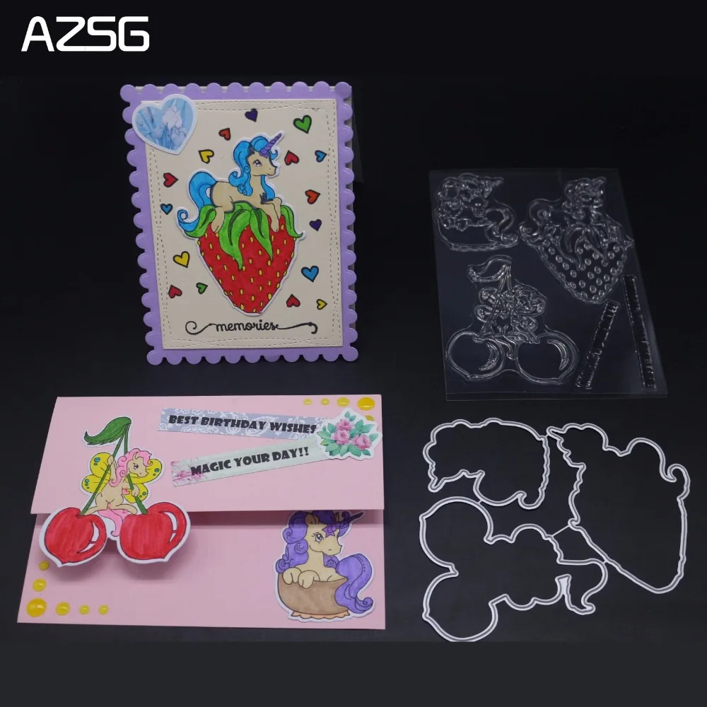 

AZSG Fruit Unicorn Metal Cutting Dies for DIY Scrapbooking Photo Album Decoration Supplies Stamps Stencils Paper Card 8x7.5cm