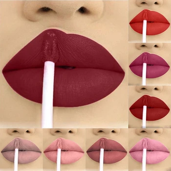 

12 Color Women Lipstick Make Up Longlasting Waterproof Liquid Lip Gloss Nude Pink Red Lip Mate Batom Matte Lipsticks