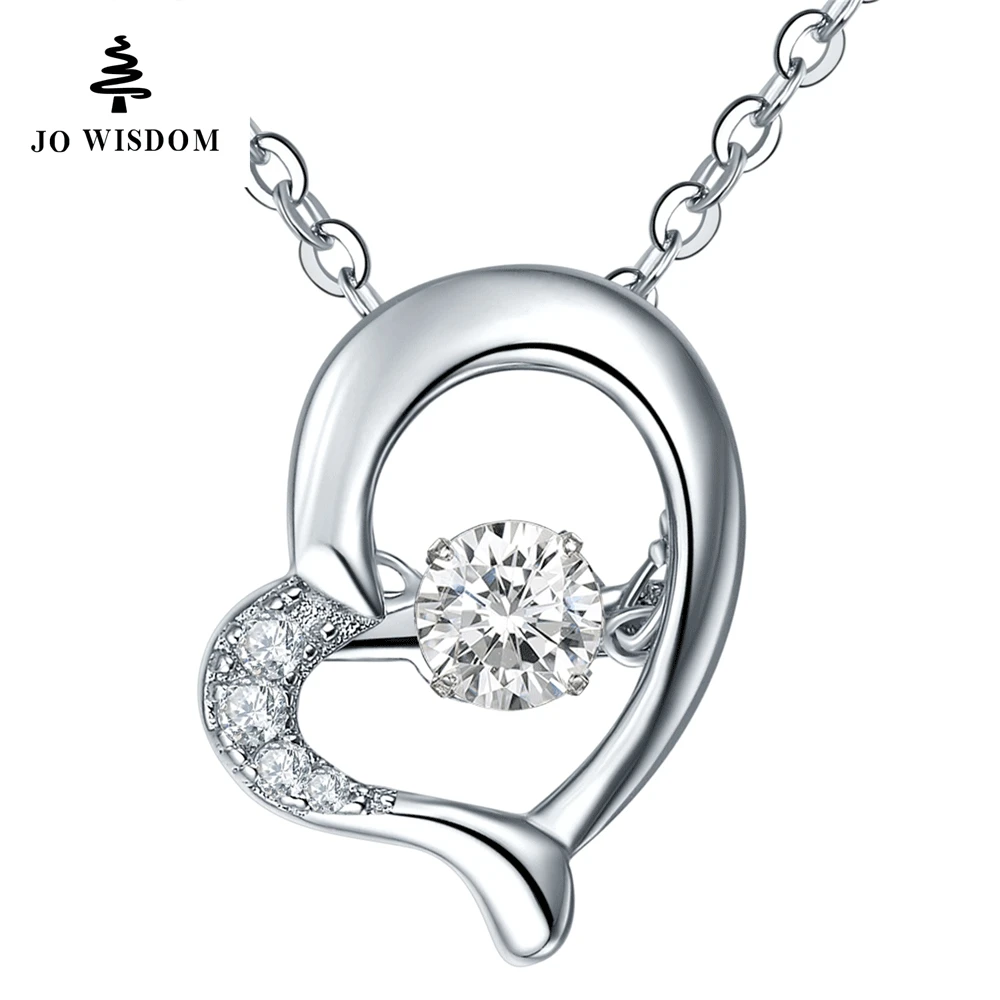 JO WISDOM Heart Shape Necklace Pendant for Women 925 Sterling Silver Silver Pendant with Silver Chain