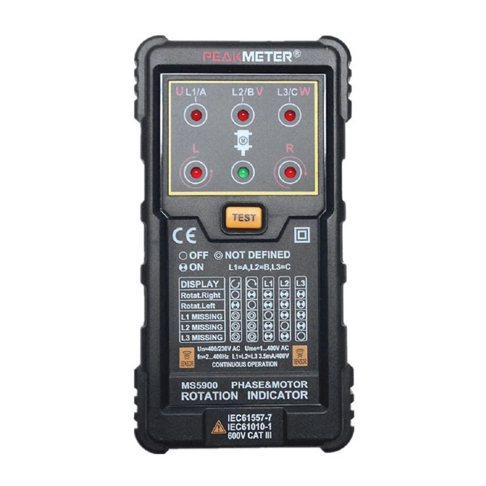 

PEAKMETER MS5900 Three Phase Rotation Indicator - Black