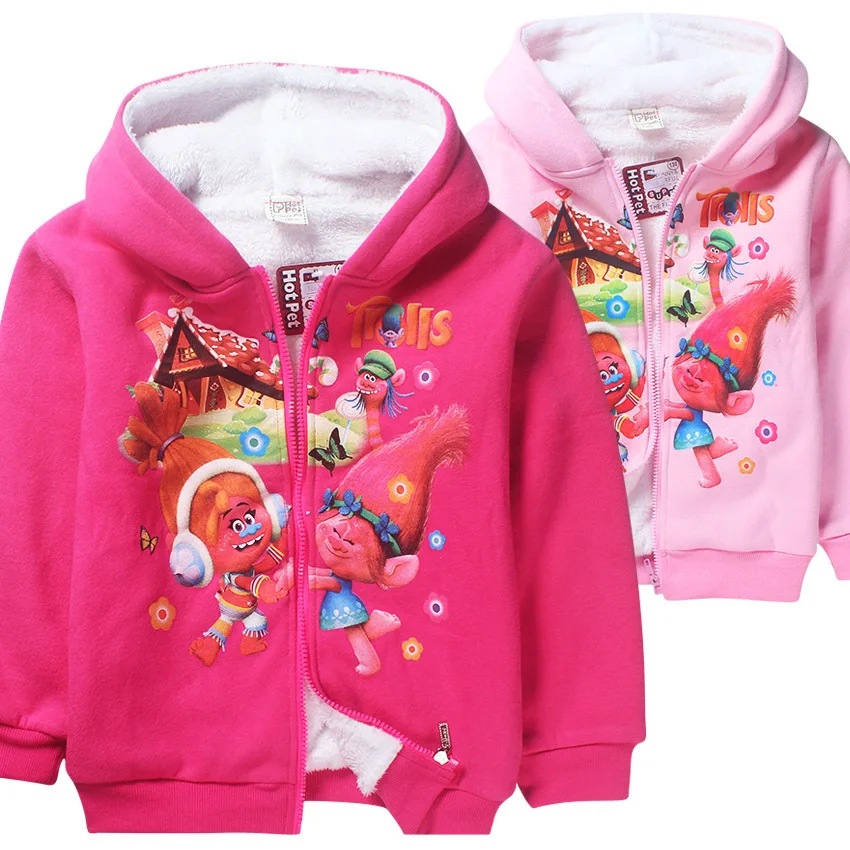 

2018 Kids Outerwear Baby Girls Down Jacket Infant Clothes Hot Sale Winter Children girl Jackets Cartoon Trolls Girls Winter Coat