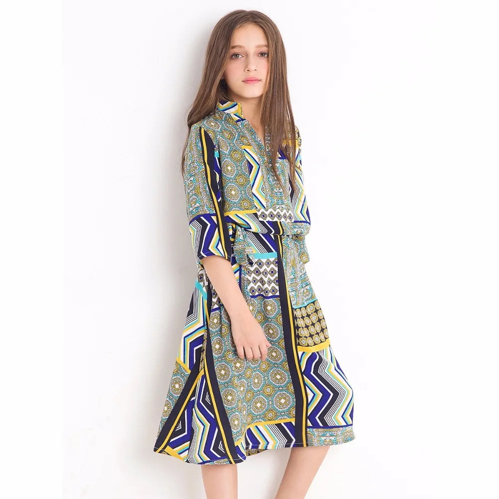 

Girls Summer Real Shot Middle East Style Loose Floral Dresses Teenage Girls dress half sleeves Chiffon dress for 6 8 10 12 Years