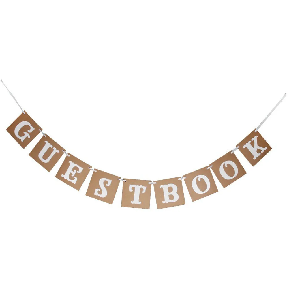 

GUEST BOOK Card Paper Bunting Banner Wedding Party Favors (Brown)
