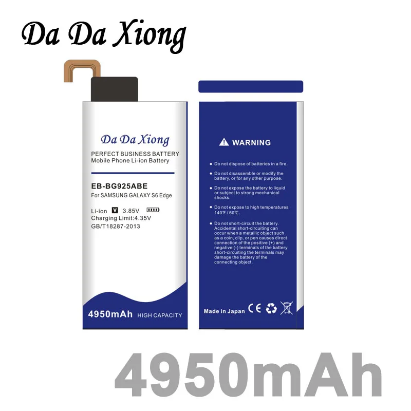 imágenes para Da Da EB-BG925ABE Xiong 4950 mAh Li-ion Batería Del Teléfono para Samsung GALAXY S6 G9250 G925F Borde G925FQ G925S imágenes para Da Da EB-BG925ABE Xiong 4950 mAh Li-ion Batería Del Teléfono para Samsung GALAXY S6 G9250 G925F Borde G925FQ G925S