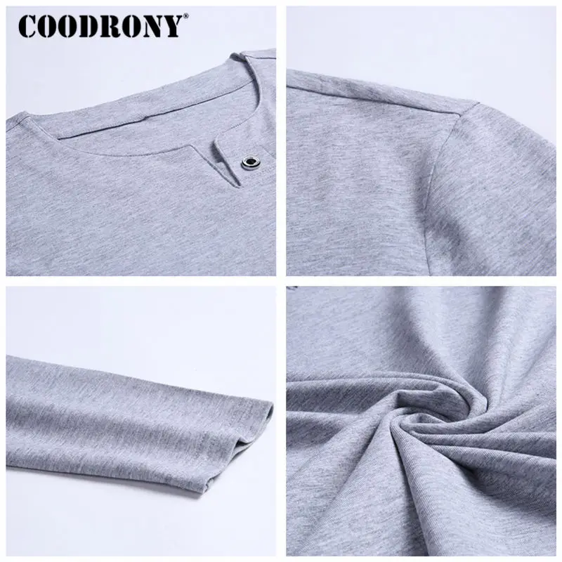 COODRONY T Shirt Men Casual Button Collar Long Sleeve T-Shirt Men Clothing 2018 Autumn Tops Slim Fit Cotton Tee Shirt Homme 8603