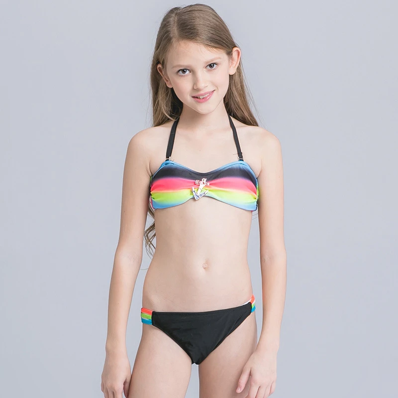 17ストライプビキニのための女の子カラフルな子供水着子供ホルター水着3 16年の子2ピーススイムスーツかわいい虹 Bikini Swim Bikini For Girlsbikini Bikini Aliexpress